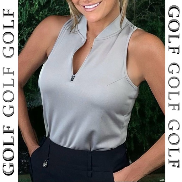 Ladie’s Racerback Mandarin Collar Gray Golf Shirt S 100% Polyester - Picture 1 of 6